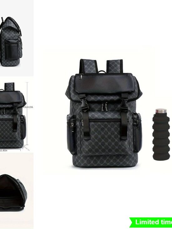 Fashionable PU Large Backpack with Water Cup Pocket for Travel School main image 5